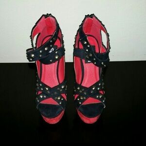 Women's Leopard Rhinestone Strappy Pointed High Heels size 5.5